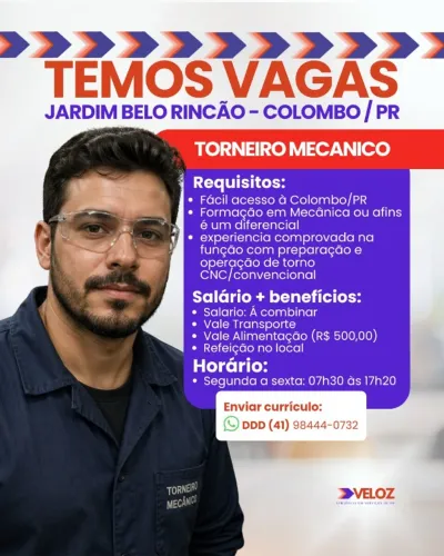 Torneiro Mecânico - Jd, Belo Rincão, Colombo - PR