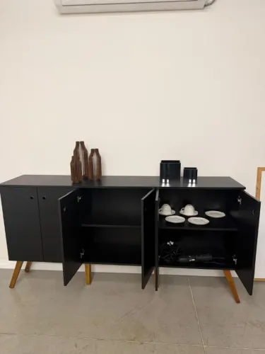 Aparador Preto MDF 6 Portas