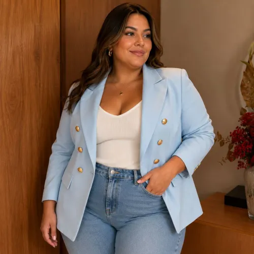 Blazer Alfaiataria Azul claro 
