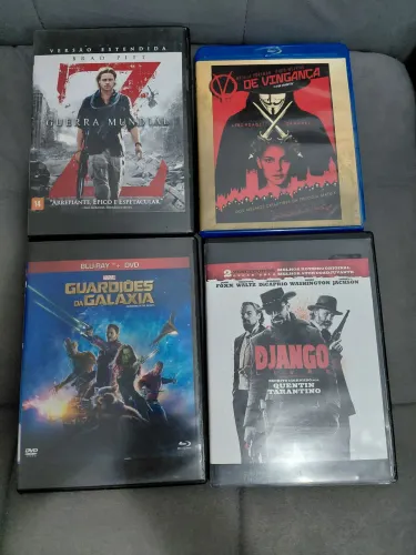 Coleção V de vingança, guerra mundial z, guardiões da galáxia e django