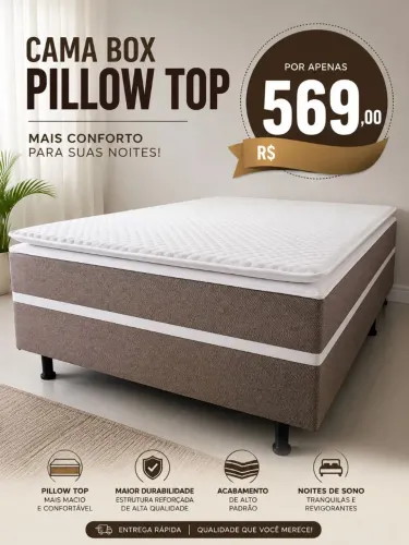 CAMA BOX PILLOW TOP DIRETO DA FÁBRICA, FAZEMOS ENTREGA EM VDC