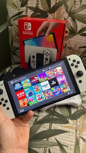 Nintendo Switch Oled Desbloqueado + Controle Gamer + Cartão De Memória 512gb