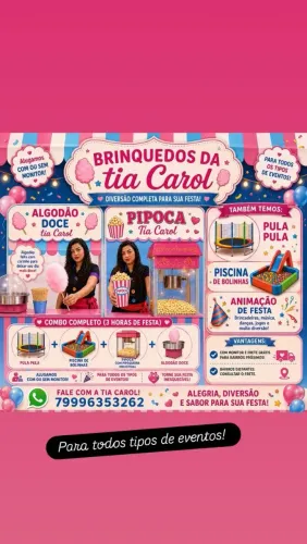 Aluga pula pula, piscina de bolinhas pipoca algodão e animação de festas