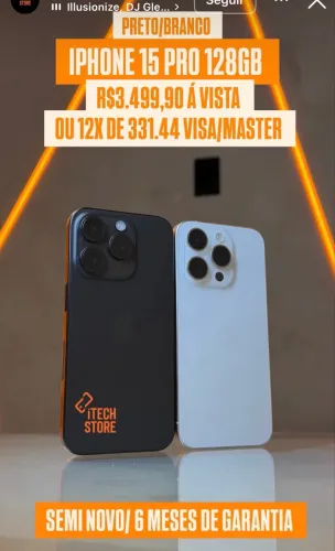 15 PRO DE 128GB USADO COM GARANTIA!!!!