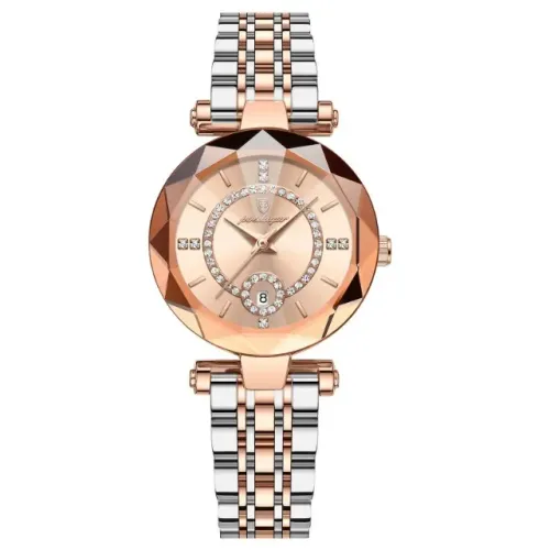 Relógio Feminino Poedagar Movimento Quartzo Social Bicolor Rosé Aço Inoxidável