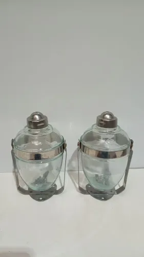 Par Saboneteira Giratória de Vidro com Suporte em Aço Inox