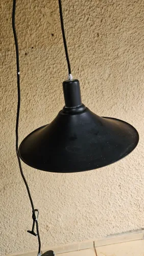 Luminaria Pendente | Chapeu Chines | Aluminio Preto Fosco<br>