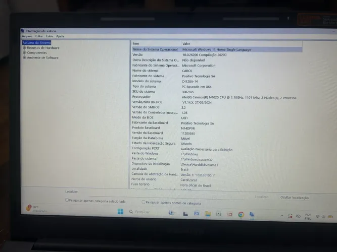 Notebook Positivo C14 vision 4gb ram 128 gb eMMC tela 14.1