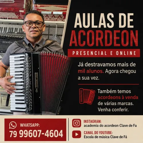 Aula de acordeon presencial e online.