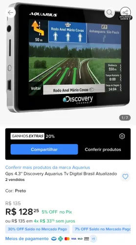 GPS DISCOVERY tela 4.3 com televisão integrada
