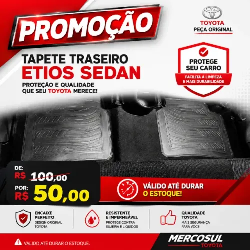 Tapete Traseiro Original Toyota Etios Sedan