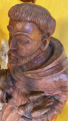 Linda Escultura de madeira São Francisco antiga