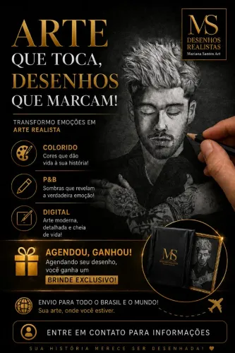 Retrato em Grafite Produzido Manualmente