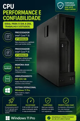CPU i5 6 geração 8gb HD 500gb