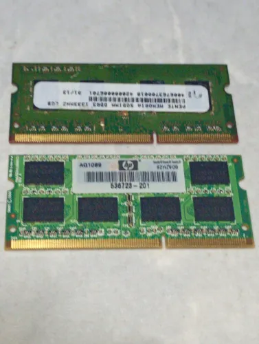Memória ram DDR3 para notebook 2GB cada uma juntas são 4GB produto funcionando