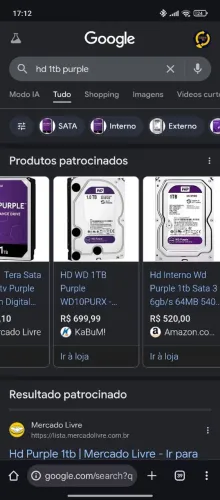 HD 1 TB wd purple saudavel
