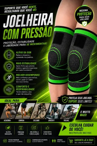Kit 2 Joelheiras de Compressão Ortopédica Alivia Dor Firme - Knee Support MWKS 6906