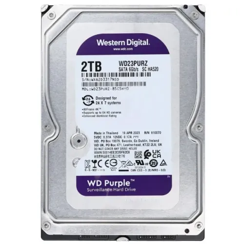 HD 2TB Wester Digital Purple WD23PURX Sata III - Novo c/ 1 ano de garantia - Nexo Store