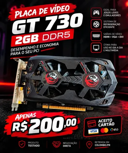 Placa de vídeo NVIDIA GT 730 2GB DDR5