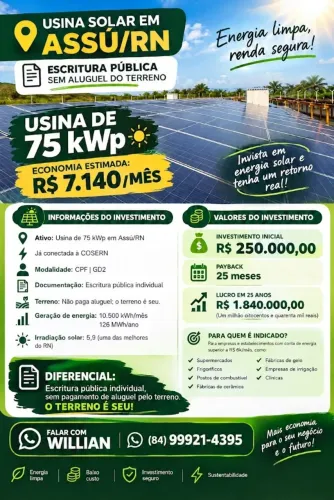 Vende-se usina solar de 75kw
