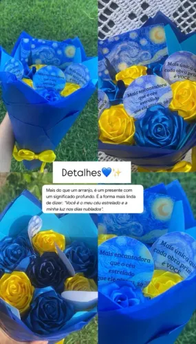 Buquê de rosas van gogh - noite estrelada