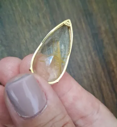 Pingente em ouro de Citrino 3,5 cm natural