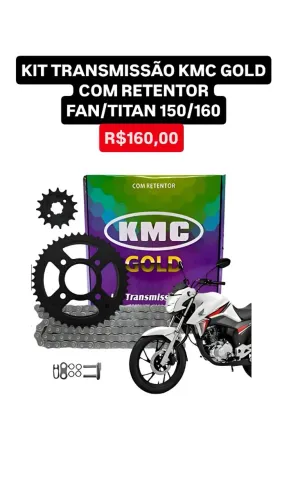 KIT TRANSMISSÃO COM RETENTOR KMC GOLD FAN/TITAN