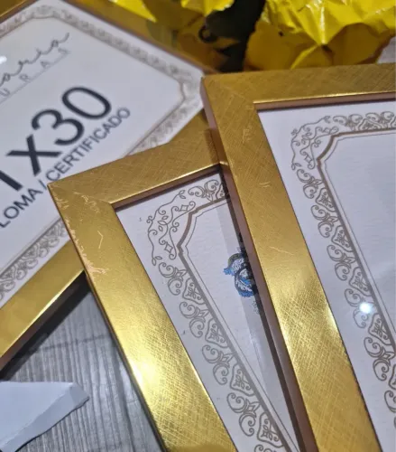 Kit 10 Molduras Porta Diploma Certificado A4 21x30 Dourado
