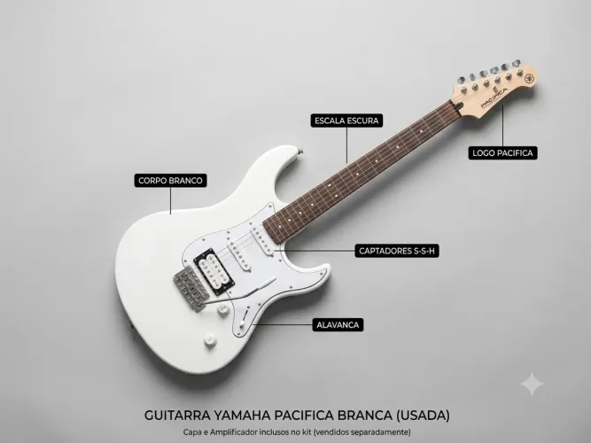 Guitarra elétrica (branca) pacífica Yamaha