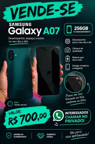 ? OPORTUNIDADE! Samsung Galaxy A07 256GB à venda por apenas R$ 700!
