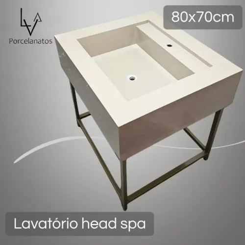Lavatório head spa cuba para salão de beleza 80x70cm em porcelanato