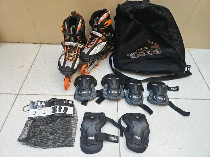 KIT PATINS INLINE BEL ROLLERS + PROTEÇÕES FILA + BOLSA | TAMANHO 40
