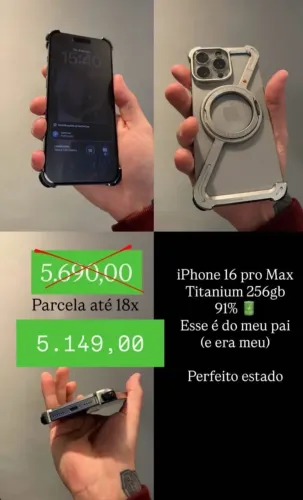 iPhone 16 Pro Max Titanium 256GB - Excelente Estado