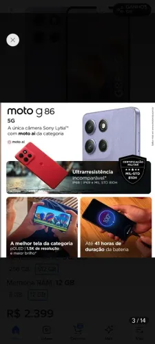 Smartphone Motorola Moto g86 512GB 5G 8GB RAM Verde Escuro 6,7" Câm. Dupla + Selfie 32MP