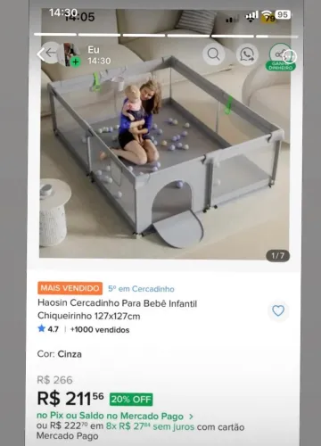 VENDO CERCADO DE BEBÊ NOVO USADO POUCAS VEZES SÓ NÃO TENHO MAIS A CAIXA