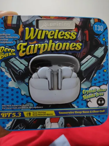 Fone de Ouvido Peining Wireless Earphones T30, com Bluetooth 5.3 (Deep Bass)