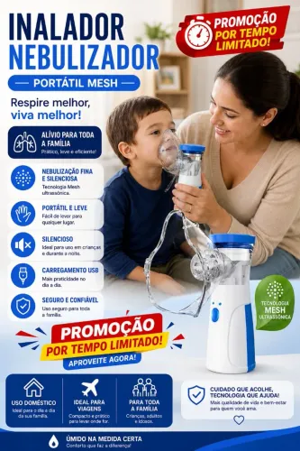 Máquina inalador nebulizador ideal para crianças e adultos
