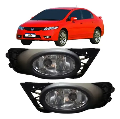 Par Farol De Milha Civic 2009 2010 2011 Com Grade Transparente