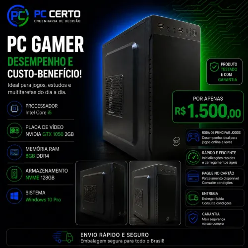 PC GAMER GTX 1050 + SSD NVMe - PRONTO PARA USO