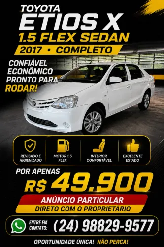 Toyota Etios X Sedan 1.5 Flex 16V 4P Mec. 2017