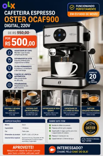 Oster CAFETEIRA ESPRESSO OCAF900 DIGITAL, 220V