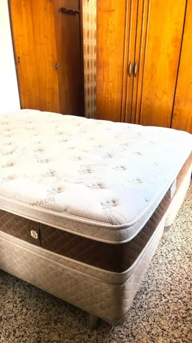 Cama Cama Box + Colchão Queen Size Dallas (Molas Pocket + Visco)