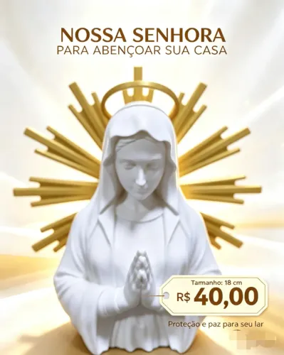 Imagem de Nossa Senhora Aparecida impressa em 3D