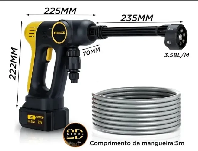 Lavadora Portátil Alta Pressão 21V - Sem fio