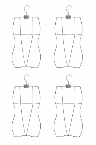 Kit com 4 Manequins Silhueta 3D Feminina Cromada/prata