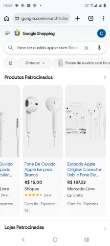 Fone Apple com fio ORIGINAL
