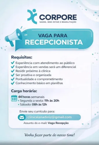 Vaga para recepcionista