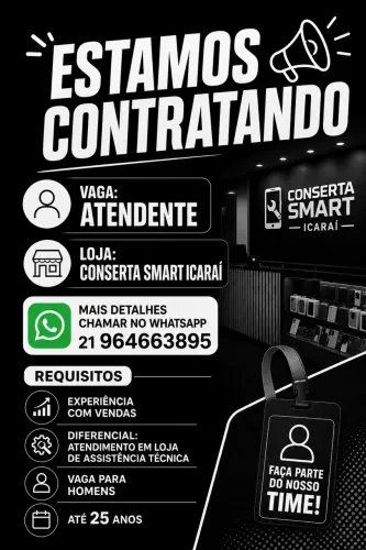 Vaga para atendente sexo masculino