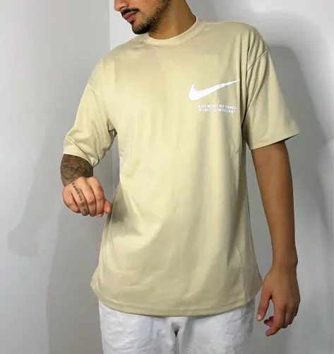 Camiseta Masculina Bege Estampada - Nova