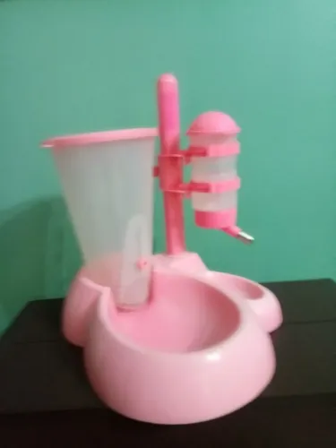 Bebedouro e Comedouro Automático para Pet(Cor Rosa)